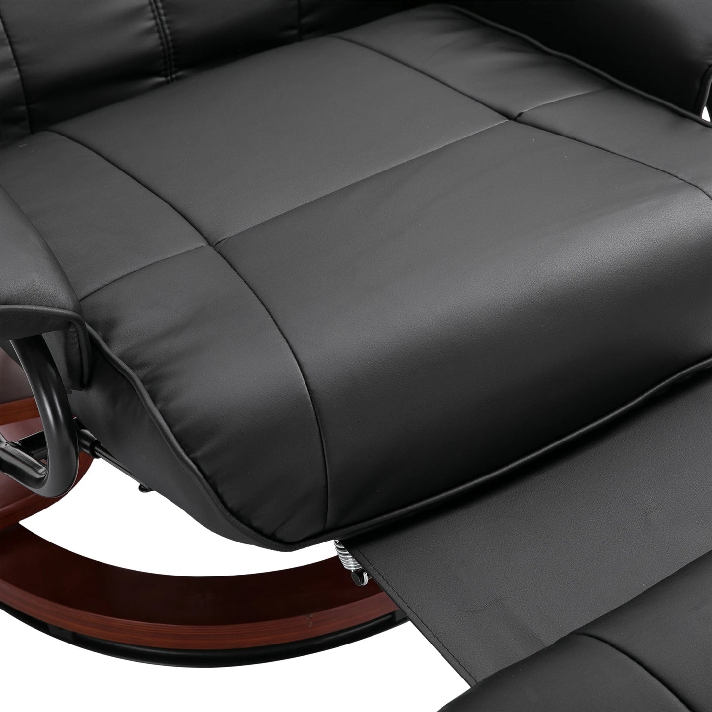 Faux Leather Swivel Recliner w/ Wooden Base