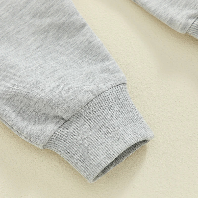 2 Piece Outfit 6MO-3T Boy Fall Clothes, Letter Print Long Sleeve Sweatshirt and Elastic Pants