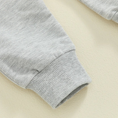 2 Piece Outfit 6MO-3T Boy Fall Clothes, Letter Print Long Sleeve Sweatshirt and Elastic Pants