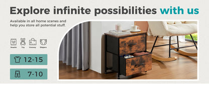 Nightstand with 2 Fabric Drawers