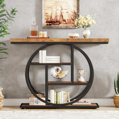 4-Tier Entryway Table, 41.3-Inch Industrial Sofa Table for Living Room, Foyer Hallway Table for Entrance