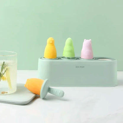 Home Ice Cream Mold Popsicle Diy Tool Silicone 4-hole Popsicle Box
