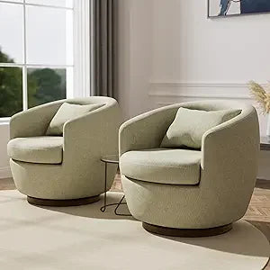 Set of 2, Swivel Chair with Storage, Brown Barrel Swivel Chair