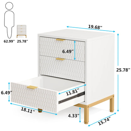 25.78" Tall Bedside Table with 3 Drawers