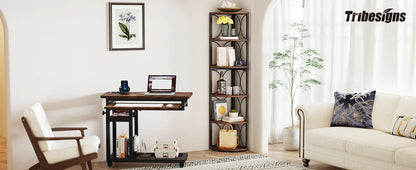67 inch Tall 6 Tier Rustic Corner Shelving Unit