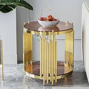 36" Modern Luxury Black Center, Gold Stainless Steel Irregular Leg Table