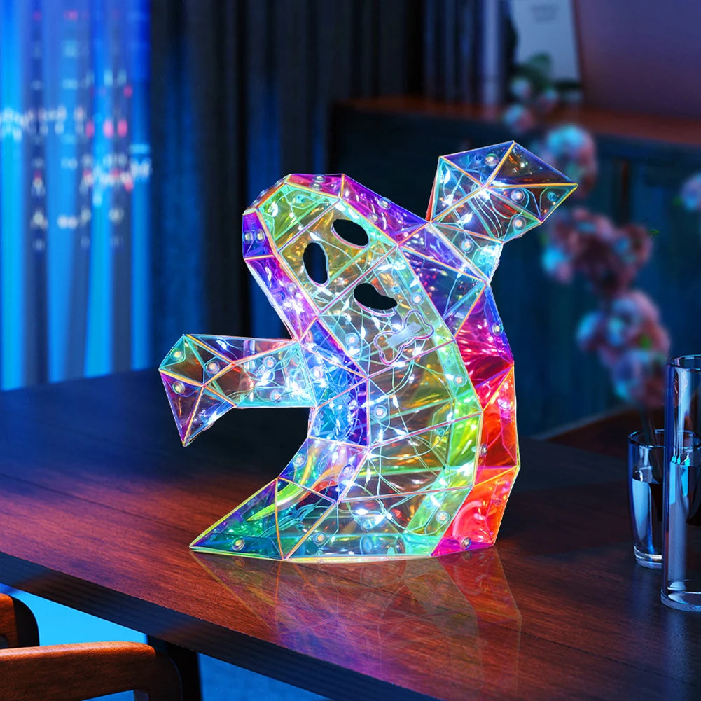 Halloween Iridescent Ghost Decor, Cute Glow LED Lights Holiday Party Decoration S