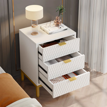 25.78" Tall Bedside Table with 3 Drawers