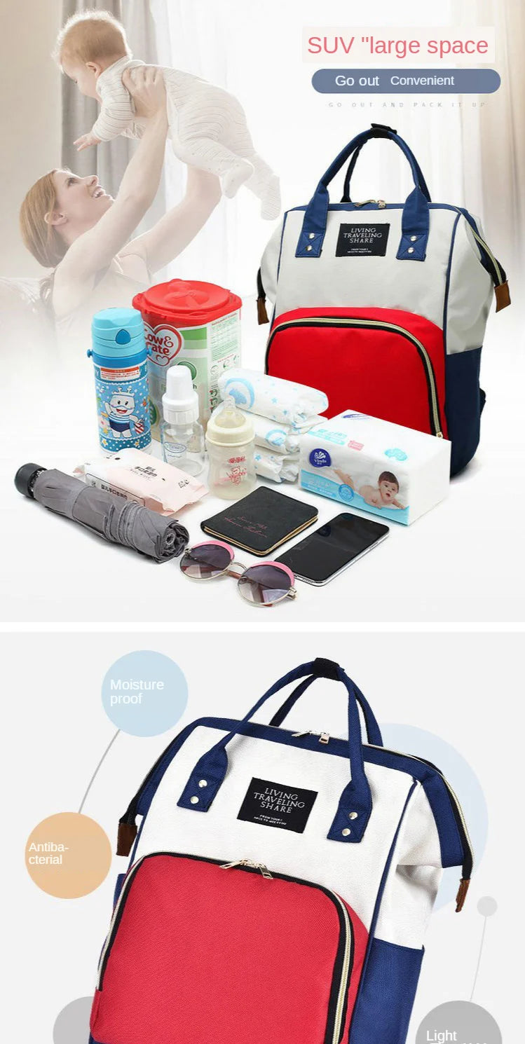 Diaper Bag Backpack, Large Capacity, Multi-function, Waterproof