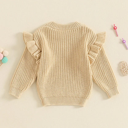 6-18 MO Birthday Sweater, Floral Letter Embroidery, Warm Knitted Pullover
