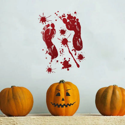 Bloody Stickers Halloween Wall Decals, Create Horror Scenes Bloody Footprints Floor Window Clings For Indoor Outdoor