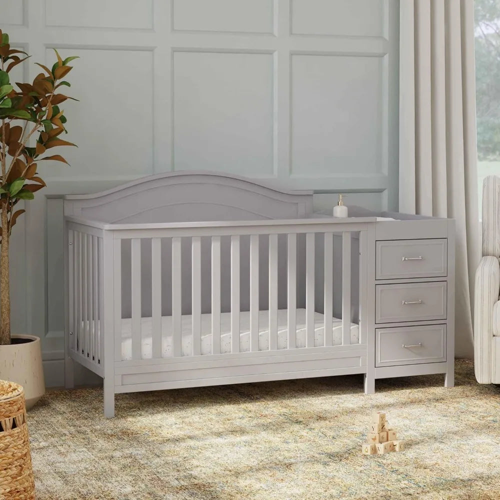 4-in-1 Convertible Baby Crib w/Changing Table - Wooden Toddler Bed, Daybed & Twin Bed Conversion