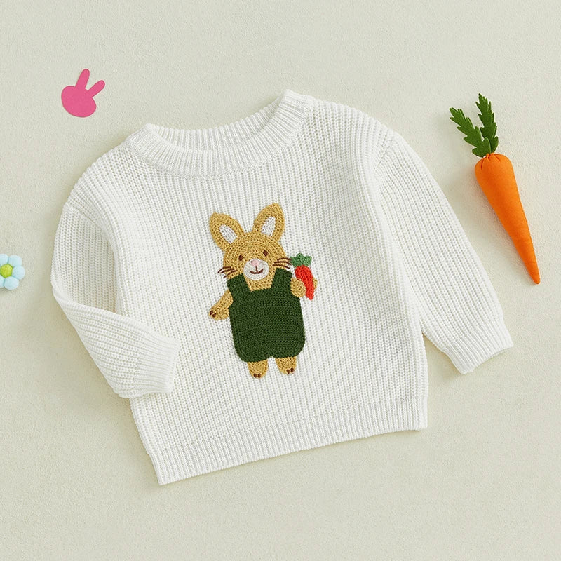 Toddler/Baby Pullover Sweater, Casual Easter Bunny Embroidery