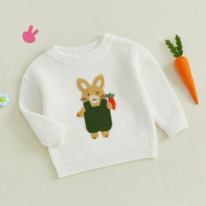 Toddler/Baby Pullover Sweater, Casual Easter Bunny Embroidery