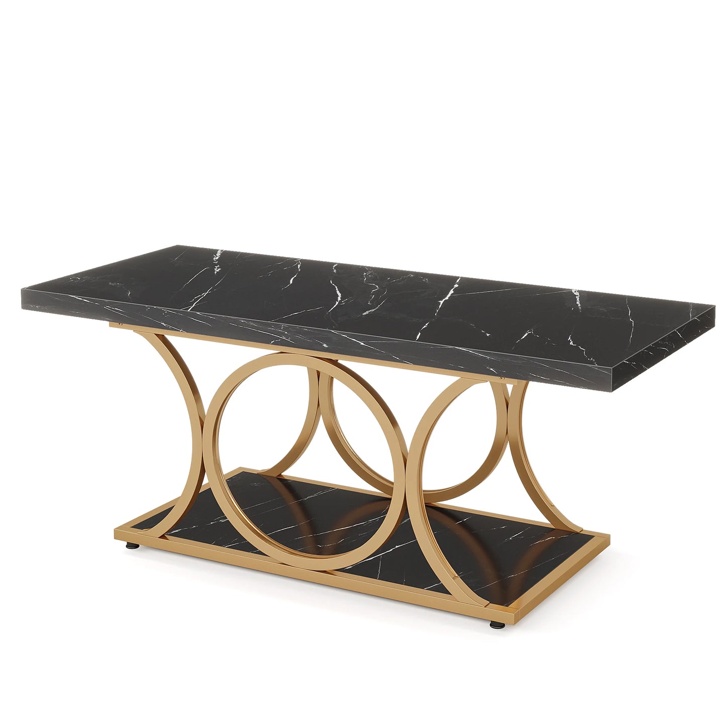 47.24-inch 2-Tier Faux Marble Wood Coffee Table
