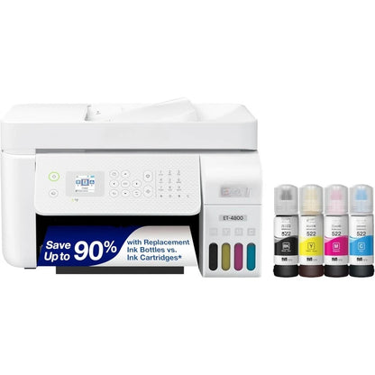 EcoTank ET-4800 Wireless All-in-One Cartridge-Free Supertank Printer with Scanner, Copier, Fax,