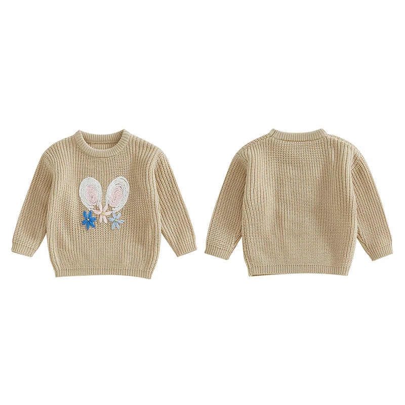12MO-4T Girl/Boy Children Bunny Sweaters, Long Sleeve Casual Knit Pullover