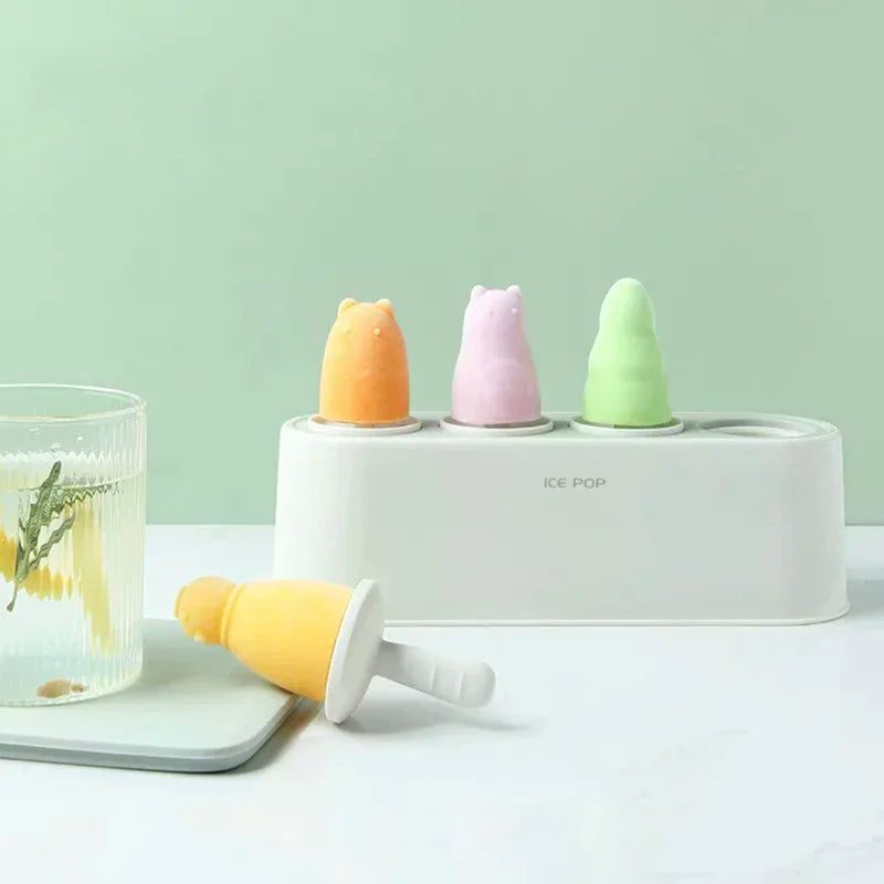 Home Ice Cream Mold Popsicle Diy Tool Silicone 4-hole Popsicle Box
