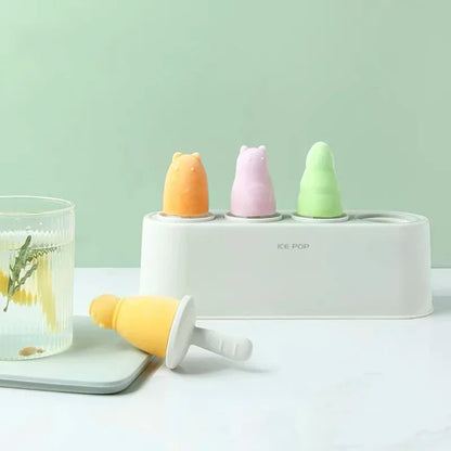 Home Ice Cream Mold Popsicle Diy Tool Silicone 4-hole Popsicle Box