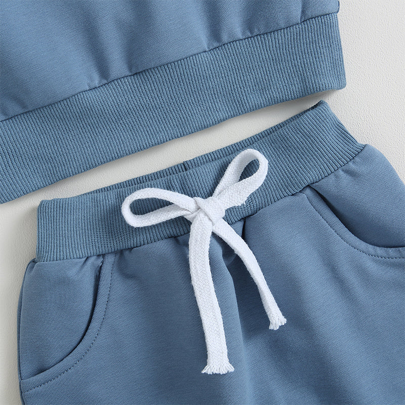 0-3Years Baby Boy 2Pcs Autumn Pants Set, Contrast Color, Long Sleeve Crew Neck