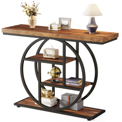4-Tier Entryway Table, 41.3-Inch Industrial Sofa Table for Living Room, Foyer Hallway Table for Entrance
