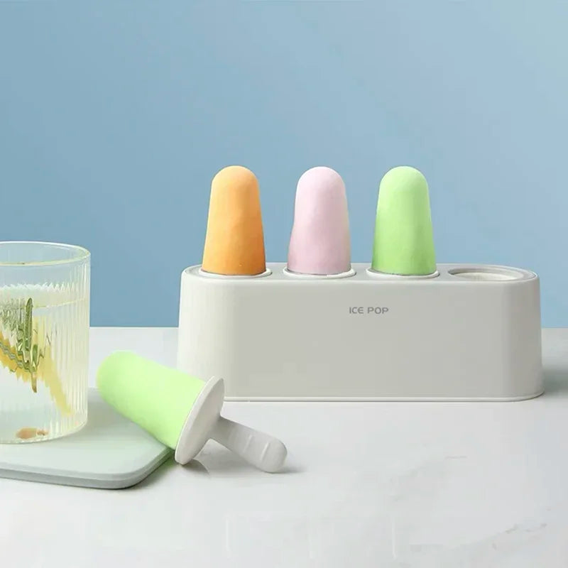Home Ice Cream Mold Popsicle Diy Tool Silicone 4-hole Popsicle Box
