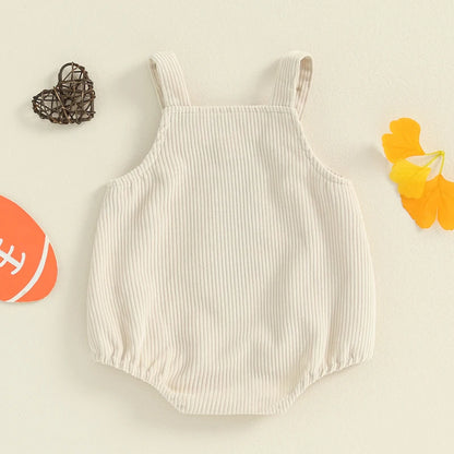 0-12M Unisex Baby Overalls, Sleeveless, Football Embroidery, Rompers