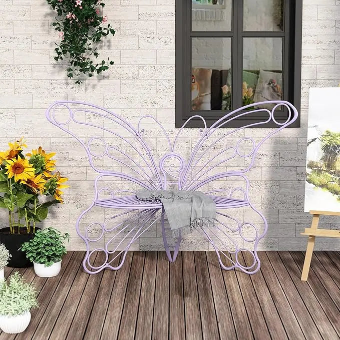 50 Inches Garden Bench with Sturdy Iron Metal Frame
