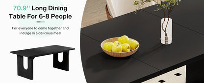 71" Large Kitchen Dining Table with Wood Pedestal Base, Seats 6-8
