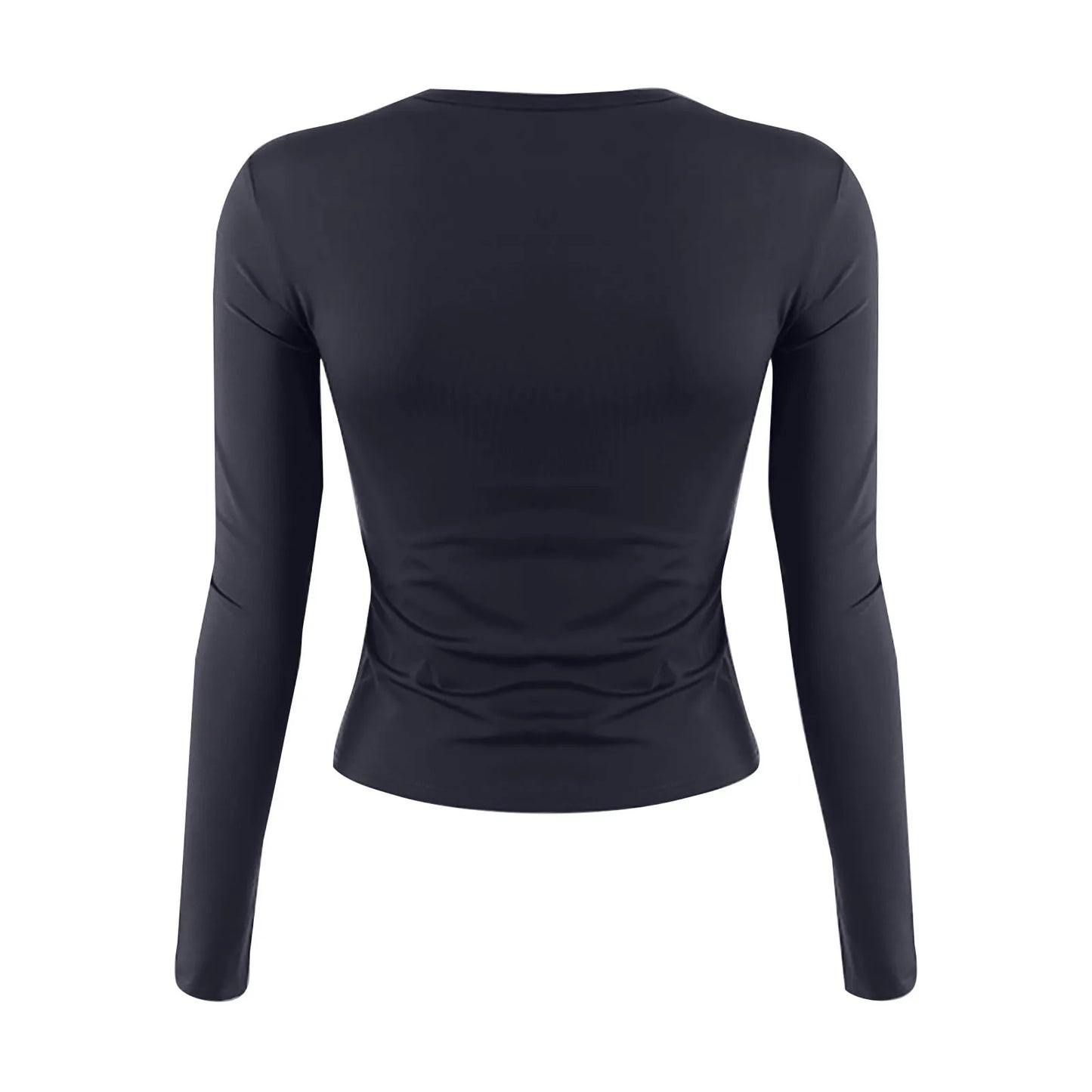 Cotton O Neck Long Sleeve Sexy Cropped Tops