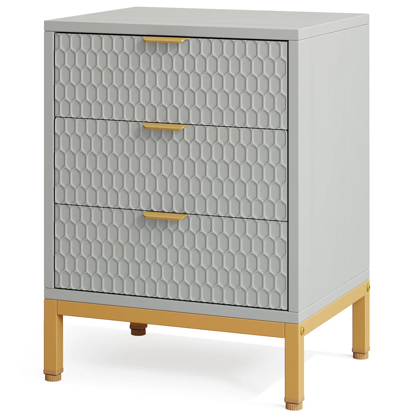 25.78" Tall Bedside Table with 3 Drawers