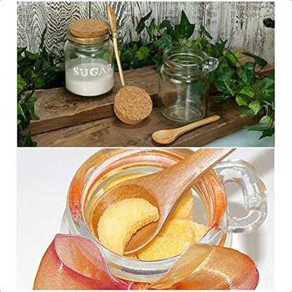 8oz 250ML Reusable Thick Clear Glass Storage Jar with Cork Stopper and Wooden Spoon For Keeps Food Dry Fresh for Home Kitchen B