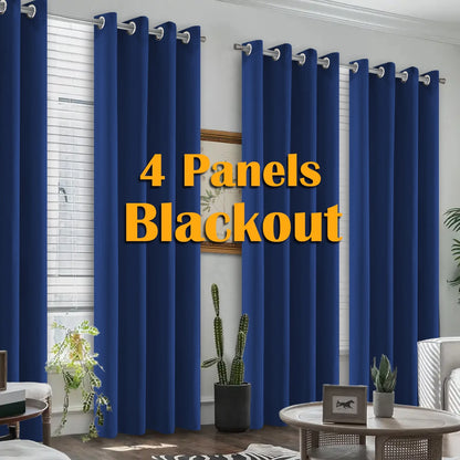 4PCS Blackout Curtains, Heat-Insulated Grommet Curtains For Bedroom Darkening,