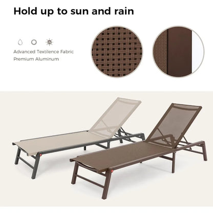 2 Foldable Patio Lounge Chairs