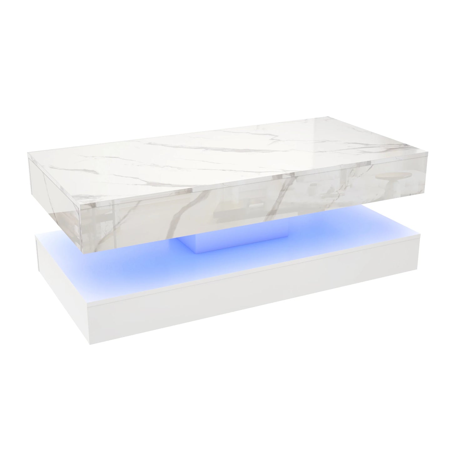 Modern Stylish Coffee Table with 2 Storage Drawers and LED lights