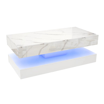 Modern Stylish Coffee Table with 2 Storage Drawers and LED lights