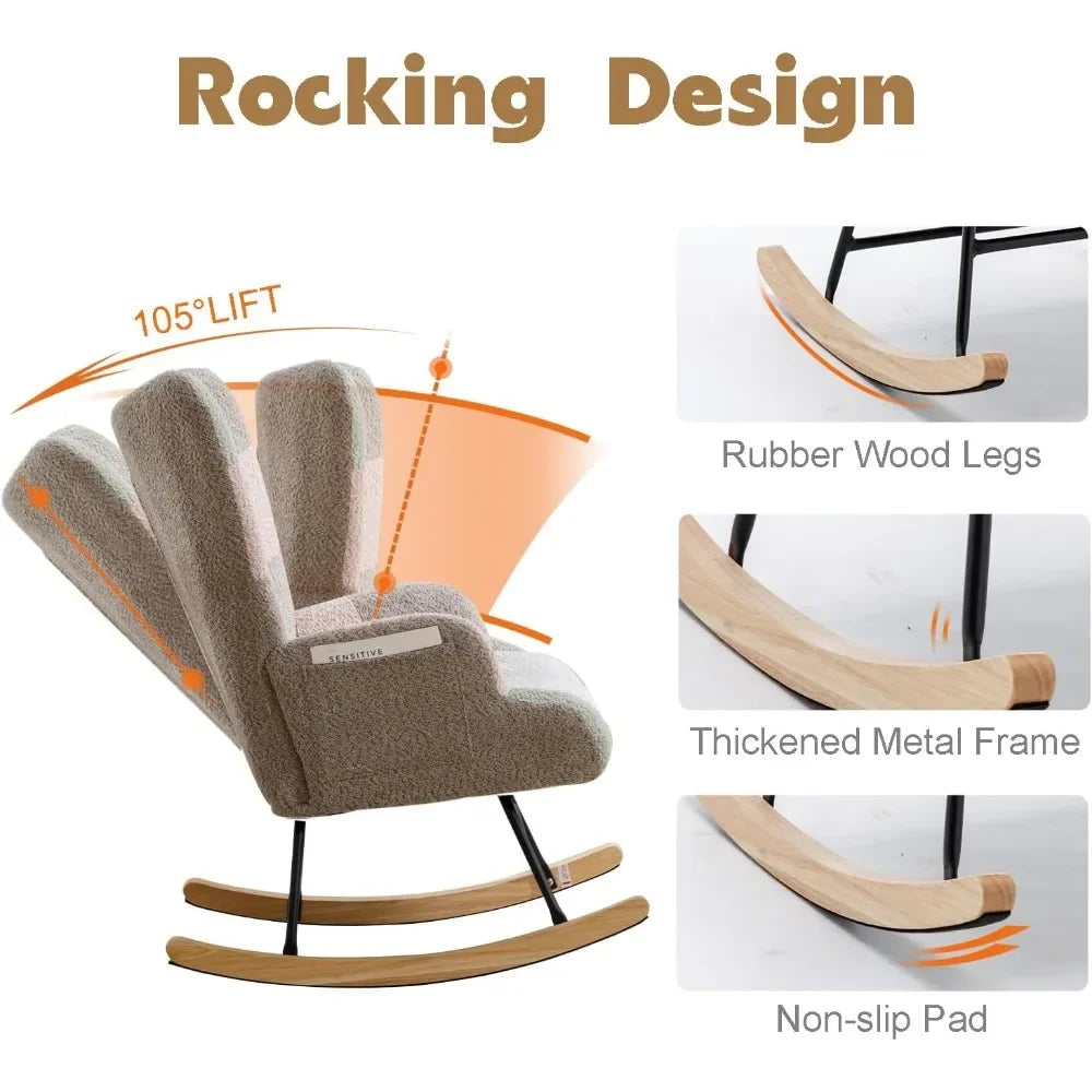 Chair Teddy Upholstered Glider Rocker Rocking Accent (11 colors)