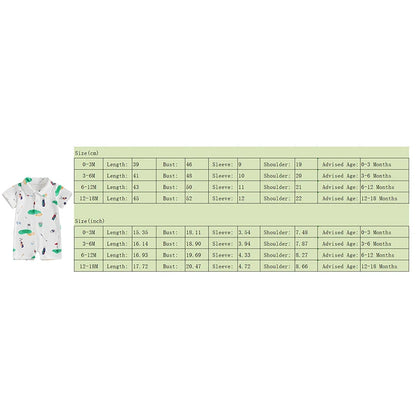 6-24 MO Baby Golf Romper, Half Button-up Lapel, Short