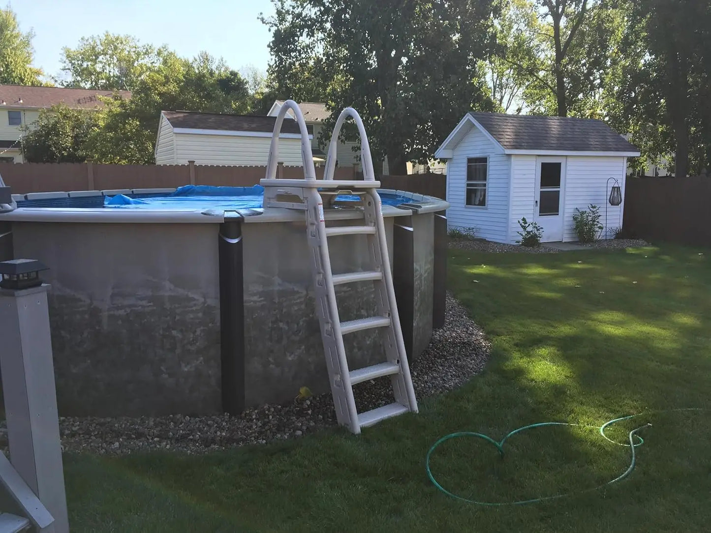 48" to 56" Adjustable A Frame Safety Ladder for Above Ground Outdoor Patio Swimming Pool