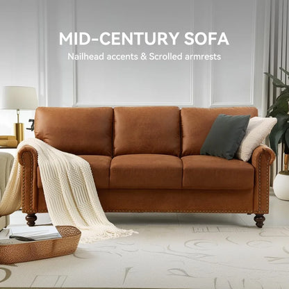 80" Rolled Arm Sofa with Storage and Nailhead Trim.  Easy Tool-Free Assembly