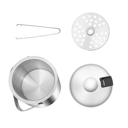 1.3L Portable Double-Walled Ice Bucket with Tongs Lid Stainless Steel