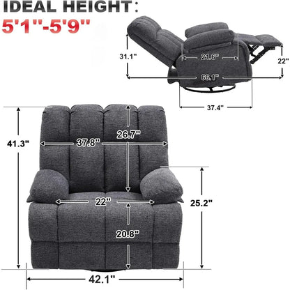 Extra Wide Manual Swivel Recliner