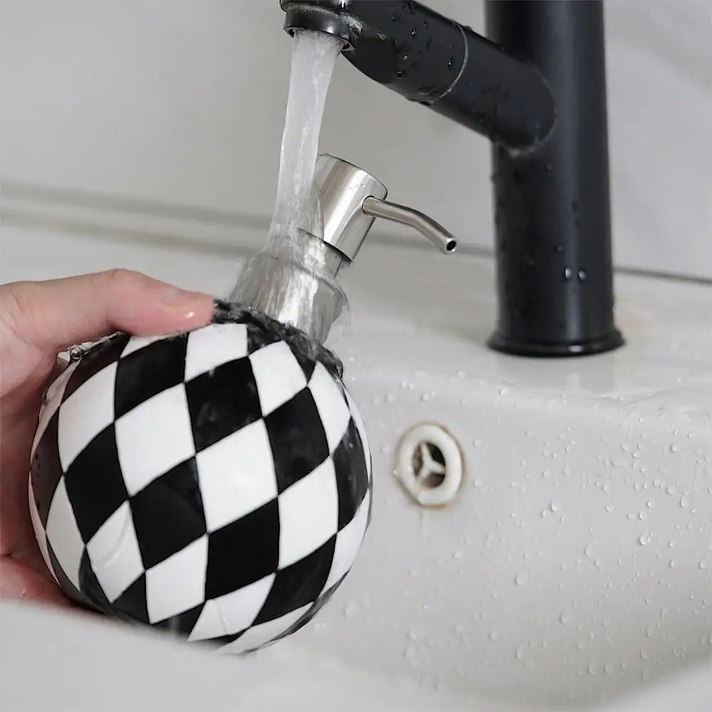Bathroom Soap Dispenser Modern Chessboard Style