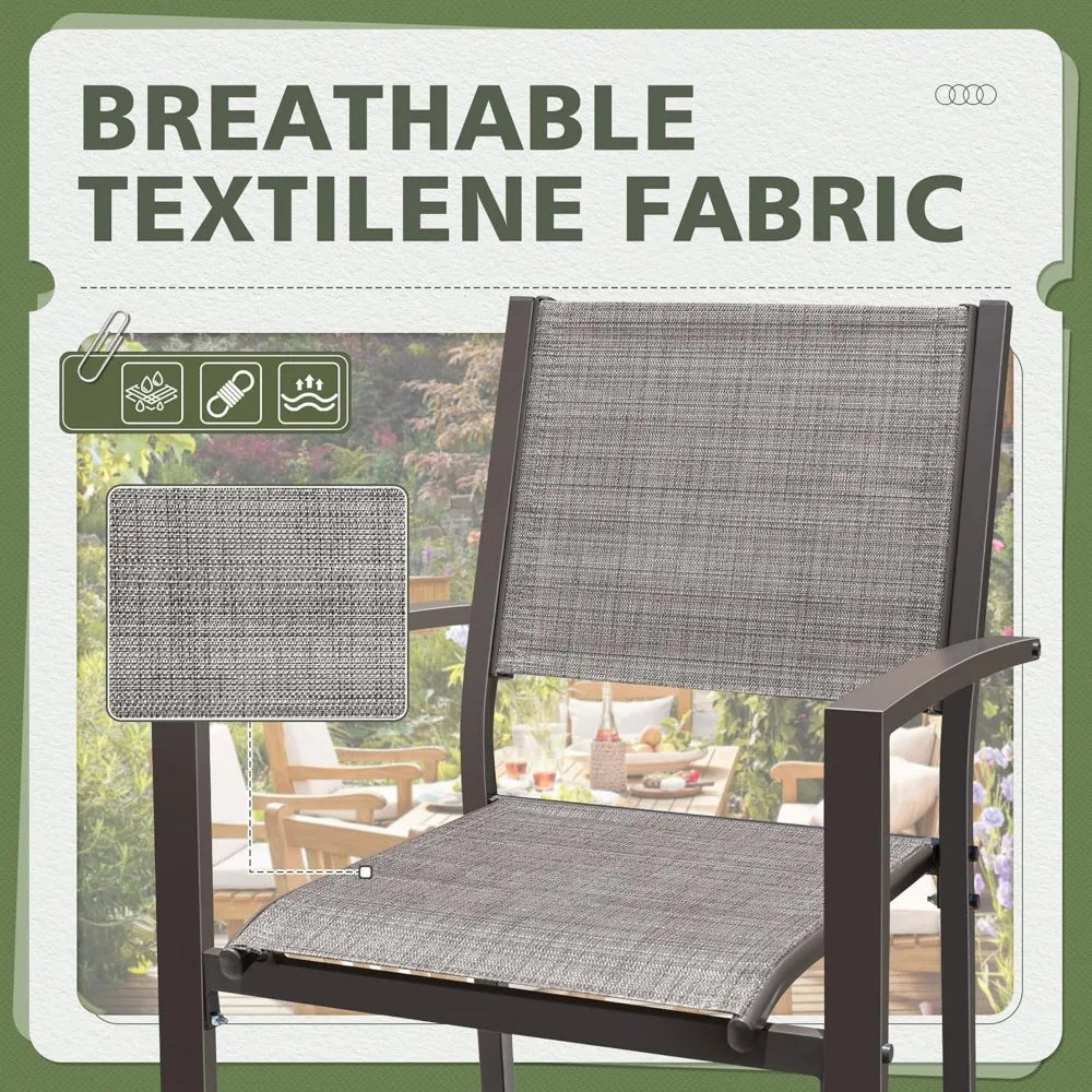 Patio Chairs Textilene Outdoor Chairs Set of 6 Stackable Dining Chair