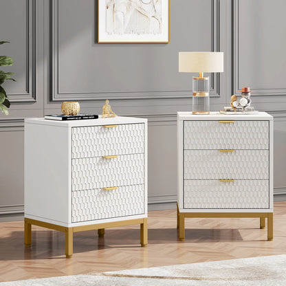 25.78" Tall Bedside Table with 3 Drawers