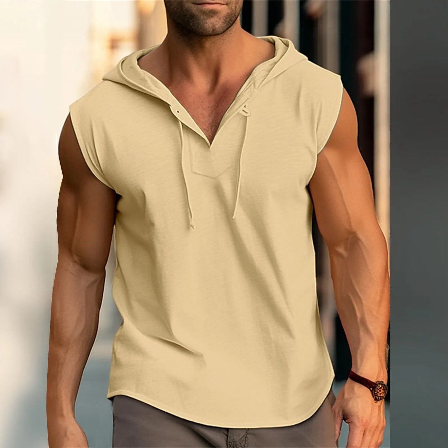 Bodybuilding Muscle Guys Hooded Tank Top Vest