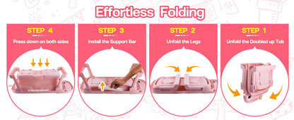 Baby Bath Tub with Soft Cushion & Thermometer, 0-36 Months,Portable Travel Baby Tub