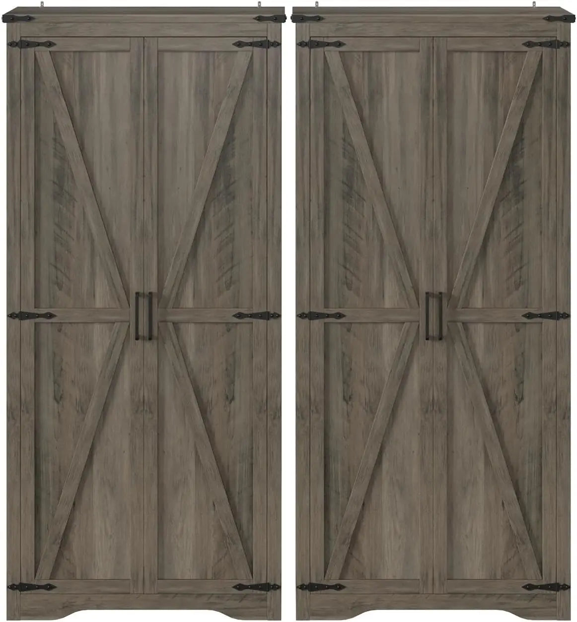 Set of 2 Tall Storage Cabinet w/Adjustable Shelves w/2 Barn Doors