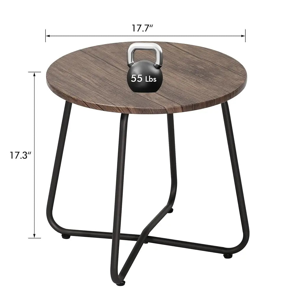 Set of 2 Small Round Anti-Rust Metal Side Tables