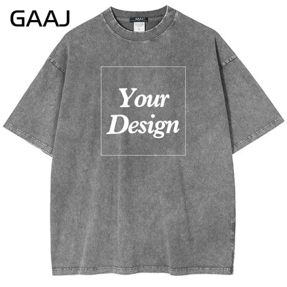 USA Custom Print 100% Washed Cotton T Shirt, Design your own, Men/Women Oversized Streetwear